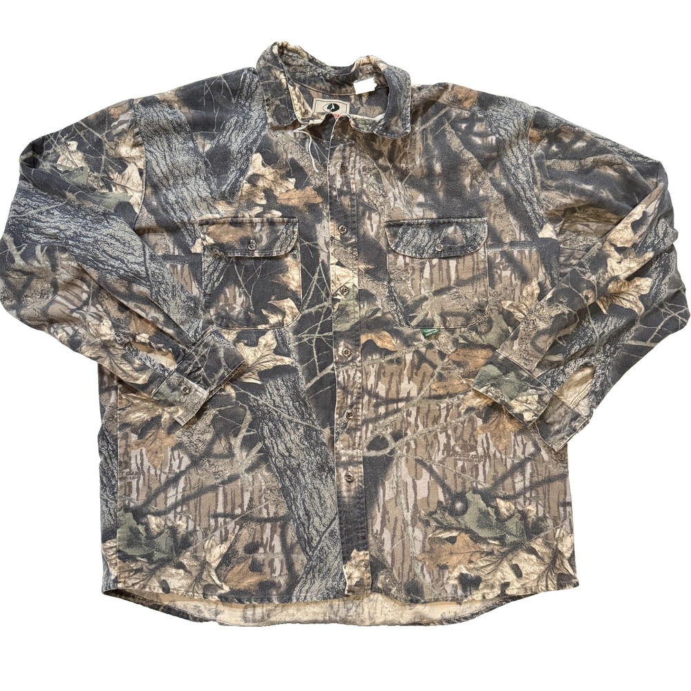 Vintage Mossy Oak Camo Button Up Shirt XL Hunting Workwear Gorpcore Y2K